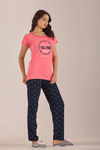 Sweet Moon Knit Cotton Pyjama Set - Navy Lightpink — thumbnail 4